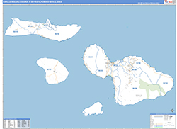 Kahului-Wailuku-Lahaina Metro Area Wall Map Basic Style 2026